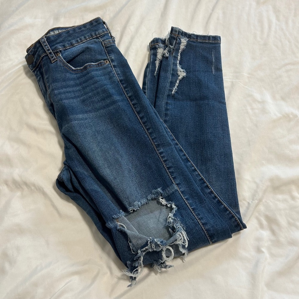 Aeropostale Womens High Waisted Ankle Jegging Distressed Medium Wash Size 6